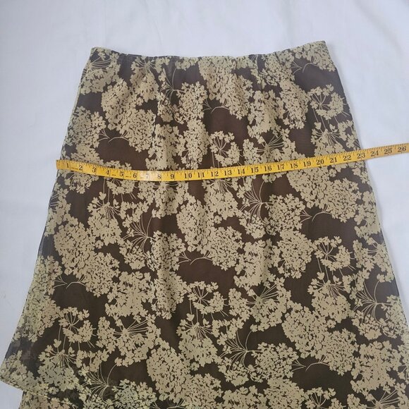 Cato Woman Brown Beige Floral Layered Wrap Style Chiffon Maxi Skirt Size 18/20W - Picture 9 of 10